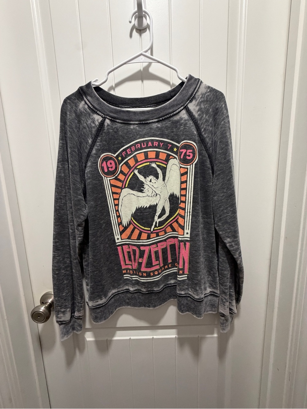 Recycled Karma Gray Led Zeppelin Graphic Sweatshirt with Pink Accents